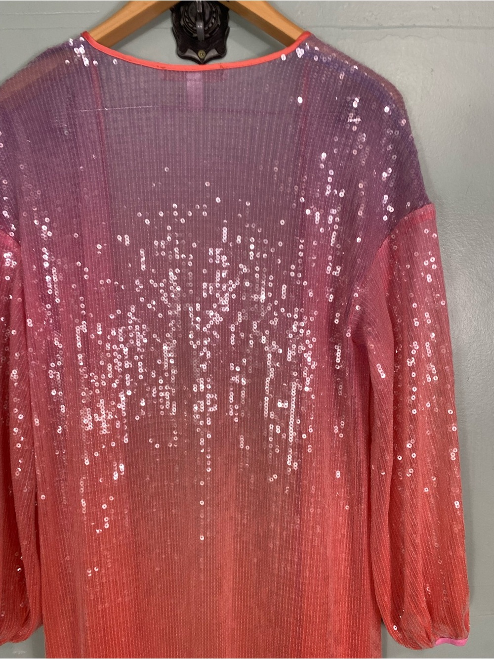 Hutch Sequin Ombre Pink Purple Cardigan Duster Large - Picture 5 of 5
